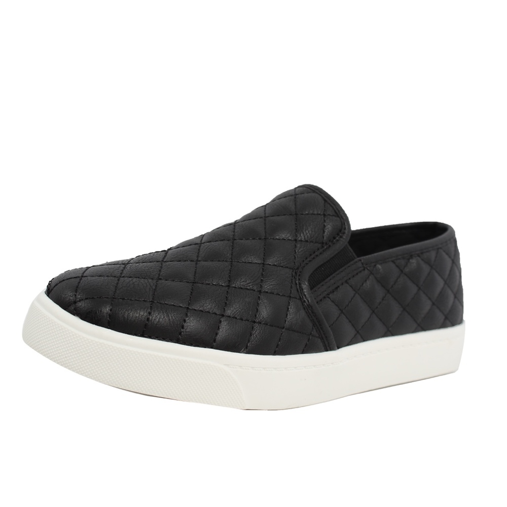 Black Faux Leather Quilted Slip On Loafer - Picture 4 of 6
